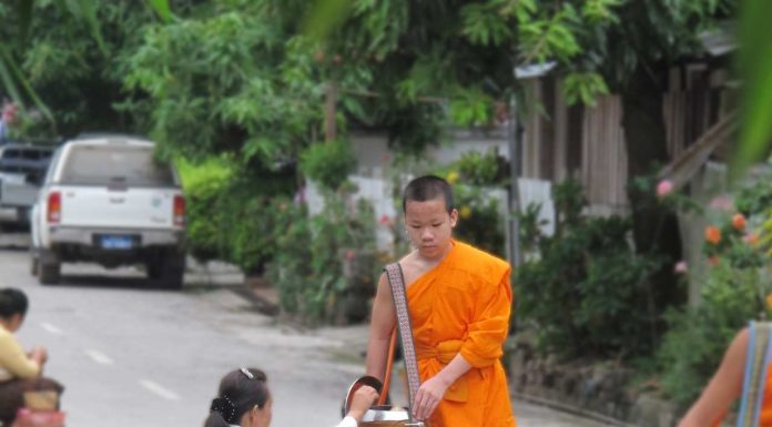 Giving Alms in Luang Prabang, a solemn event.